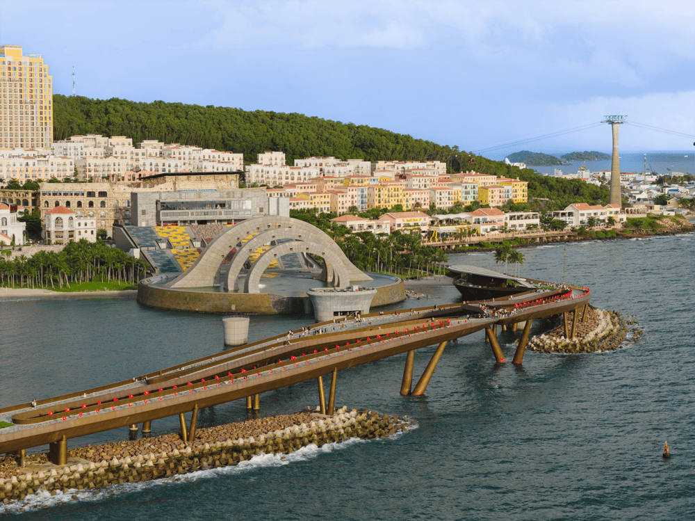 Kiss Bridge is designed to be both a breakwater and an impressive tourist symbol (Source: Sun World Hon Thom)